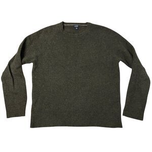 J Crew Sweater Mens M Green Lambs Wool Crewneck Raglan Pullover Knit Minimalist